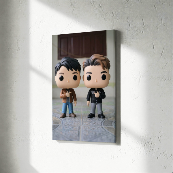 Portrait of a stylised vinyl figurine based on a photo