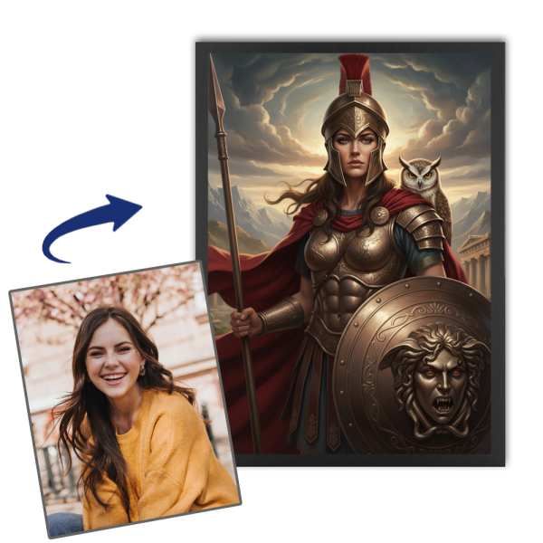 Portrait of a woman transformed into a historical figure