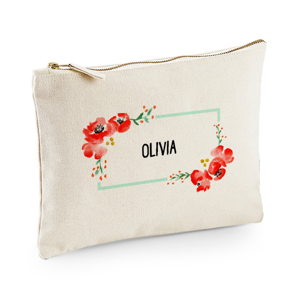 Printed pouch watercolour flowers
