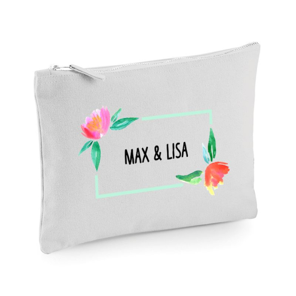 Printed pouch watercolour flowers
