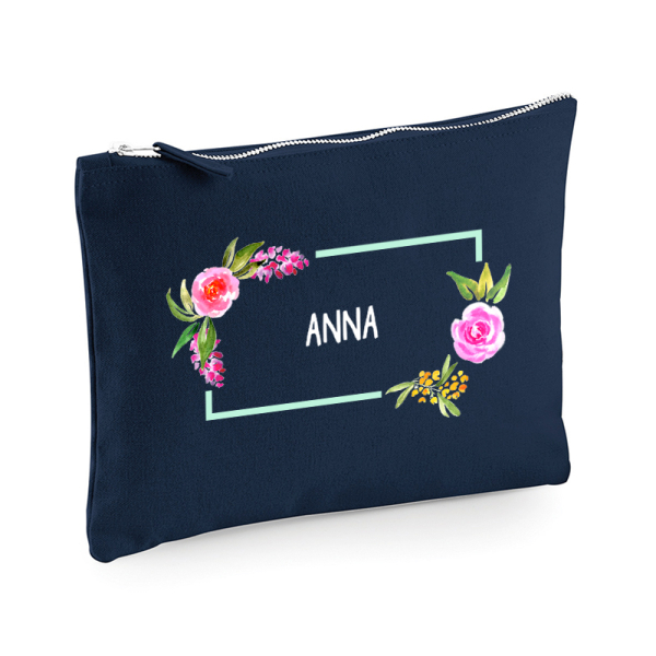 Printed pouch watercolour flowers