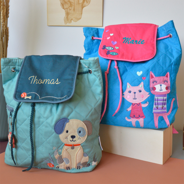 Personalised backpack with puppy