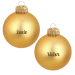 Set of personalised golden glass Christmas baubles Set of personalised golden glass Christmas baubles