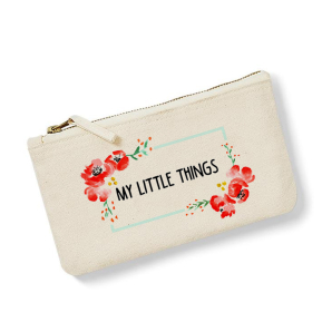 Small cotton pouch – watercolor flowers Small cotton pouch – watercolor flowers