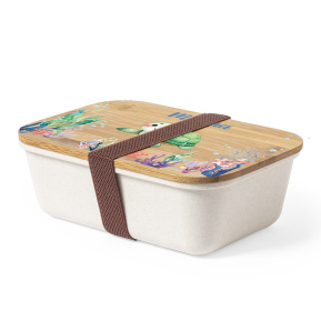 Snack box with personalised bamboo lid and aquatic design Snack box with personalised bamboo lid and aquatic design