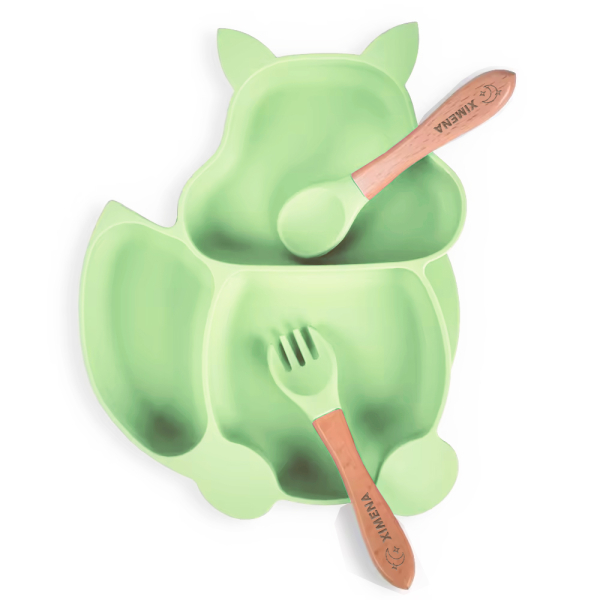 Squirrel plate and personalised cutlery