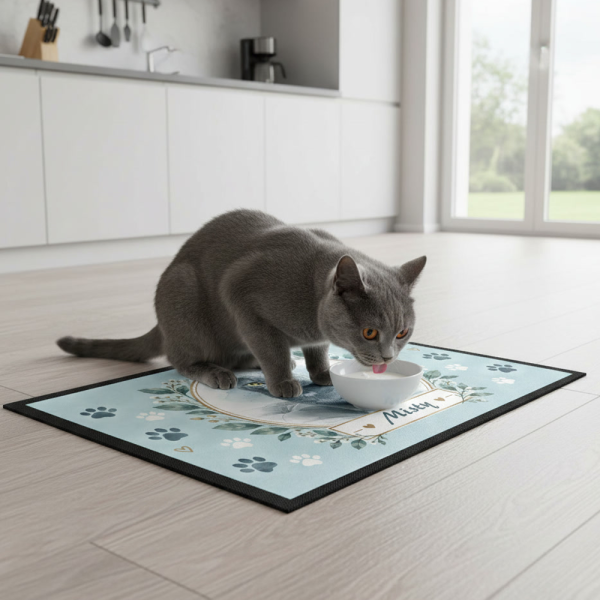 Watercolour pet bowl mat