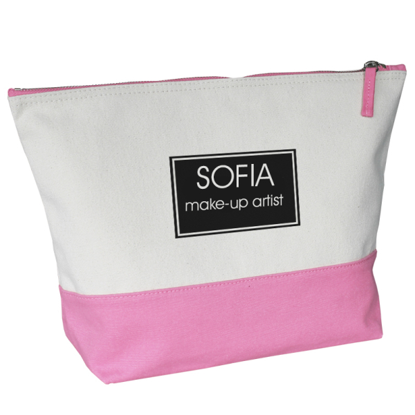 Large two-tone personalised toiletry bag with name