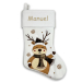 White Christmas stocking embroidered with a name