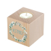 Wooden candleholder with plant crown motif