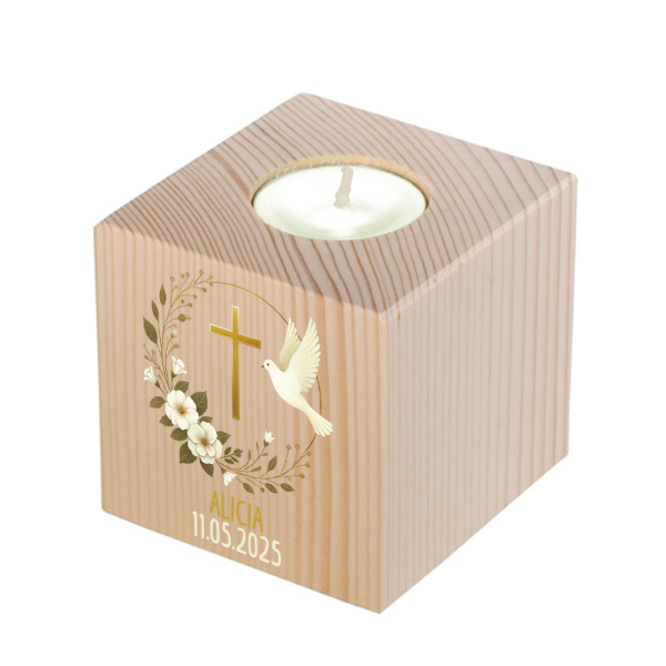 Wooden candlestick for christening