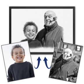 Photo montage for a charcoal-style portrait Photo montage for a charcoal-style portrait