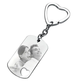 Keyring with heart and engraved photo