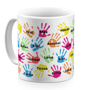 Mug with children's hands personalised with their first name