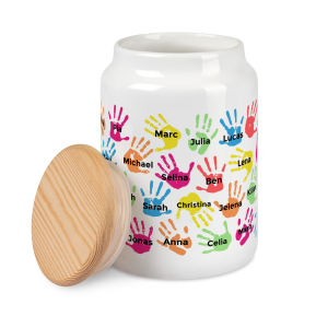 Personalised cookie jar with children's hands