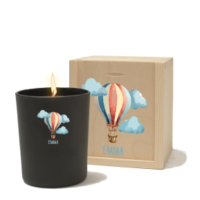 Personalised hot air balloon candle in color
