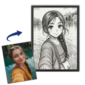 Personalised vintage manga-style portrait