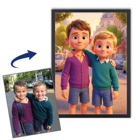 Portrait in the style of 3D animated film based on a photo