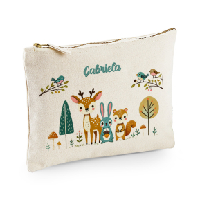 Printed cotton pouch enchanted forest