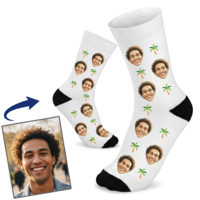 Printed socks with painted-style faces
