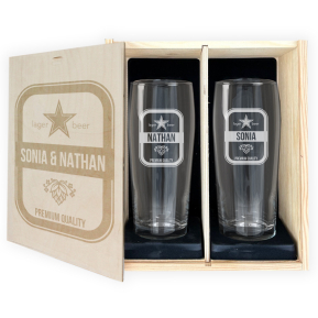 Set of 2 beer glasses with personalised name Set of 2 beer glasses with personalised name
