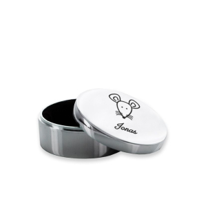Silver tooth box engraved with a first name