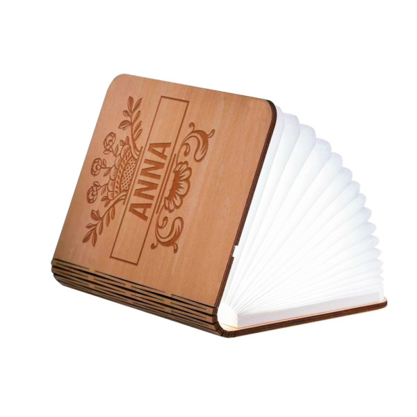 Book lamp personalised with a name
