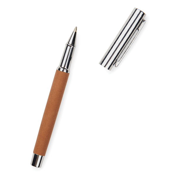 Personalised Chrome and Leather Ballpoint Pen