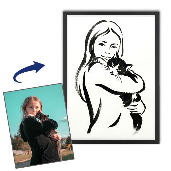 Artistic portrait in Chinese ink style