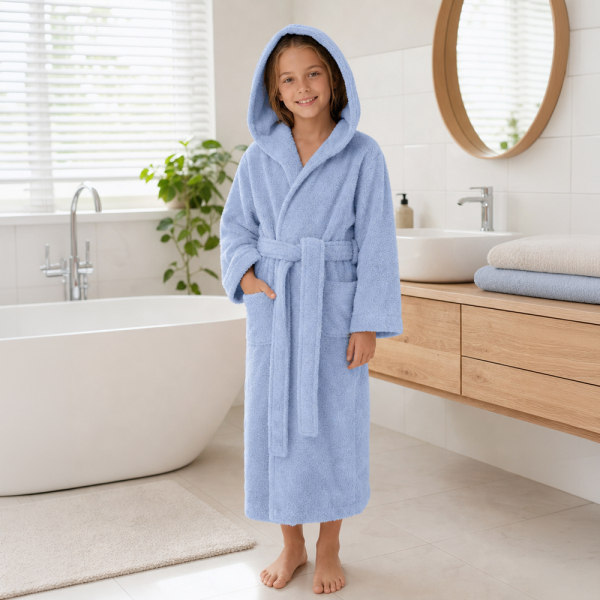 Children's bathrobe gift set 2 to 12 years with botanical pattern