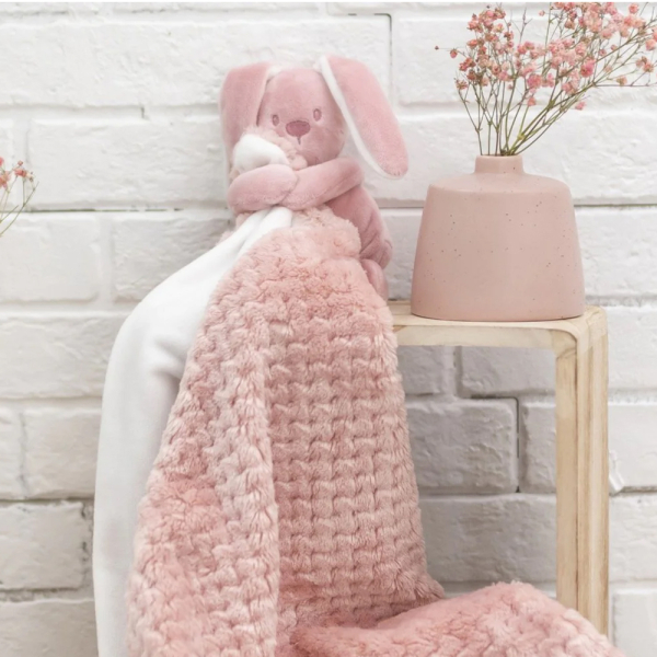 Embroidered rabbit blanket