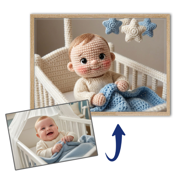 Knitted doll portrait from a photo