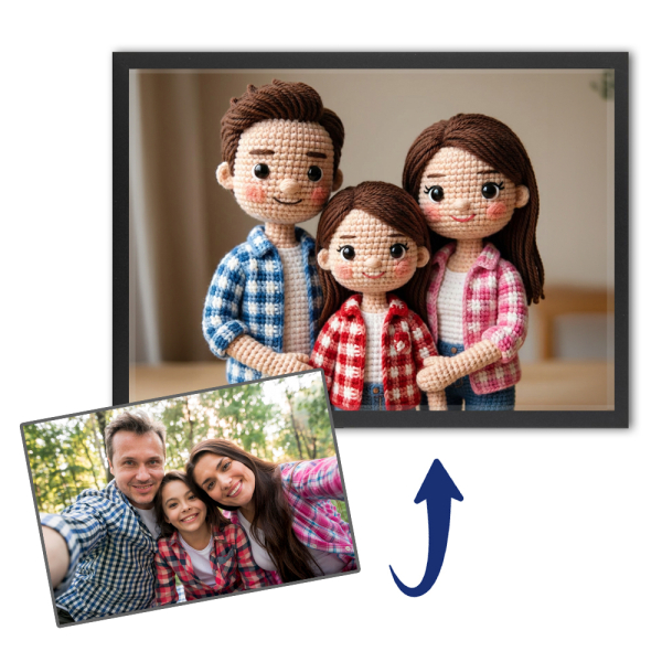 Knitted doll portrait from a photo