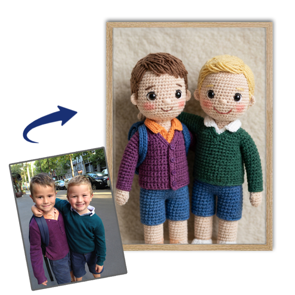 Knitted doll portrait from a photo