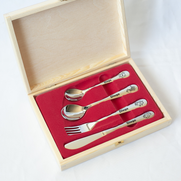 Personalised children's cutlery set Savanna with photo Personalised children's cutlery set Savanna with photo
