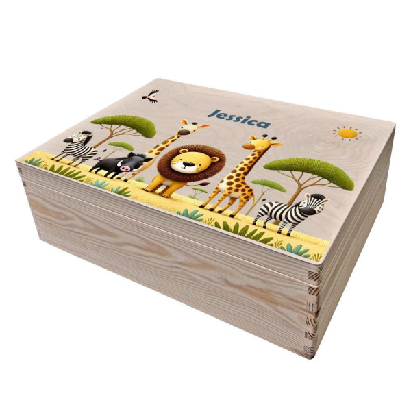 Personalised storage box with name safari