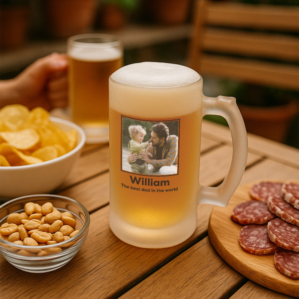 Personalized beer mug with a photo