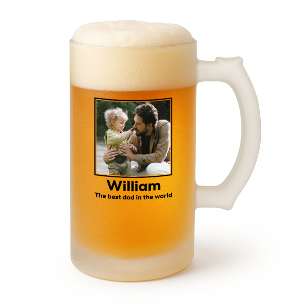 Personalized beer mug with a photo