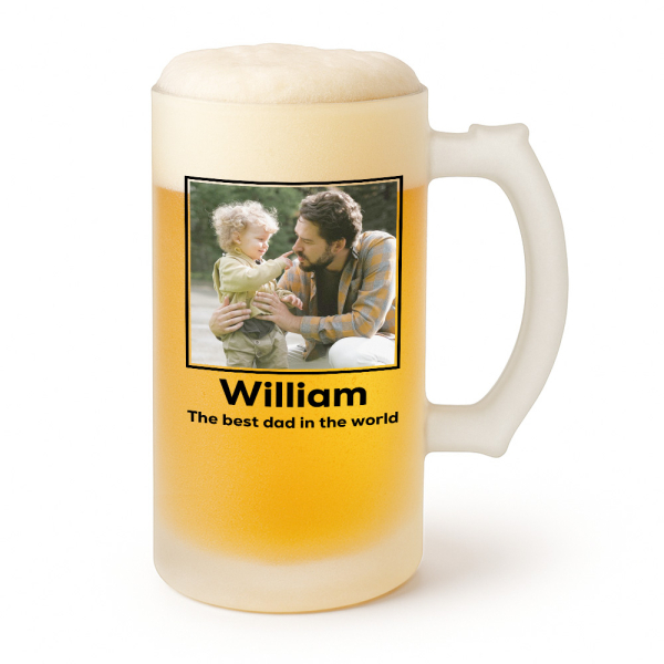 Personalized beer mug with a photo