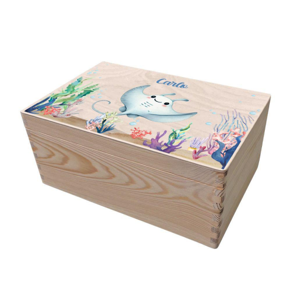 Printed wooden box ocean