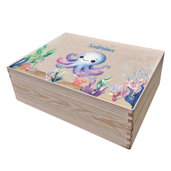 Printed wooden box ocean