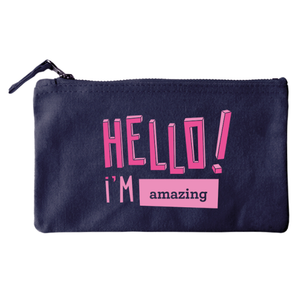 Small cotton pouch personalised HELLO