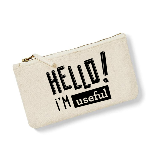 Small cotton pouch personalised HELLO
