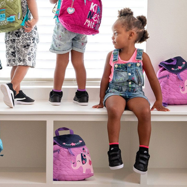 Personalised backpack with pink elephant