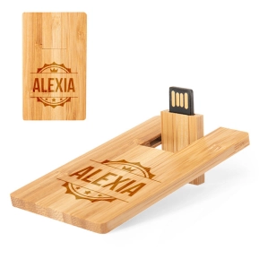16 GB engraved bamboo swivel USB stick