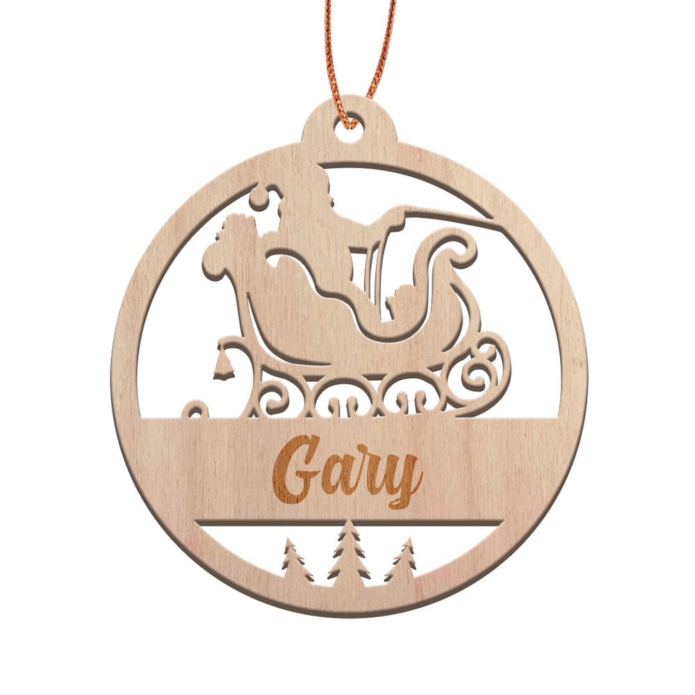 Christmas Bauble Santa’s Sleigh engraved with a name | Personalised ...