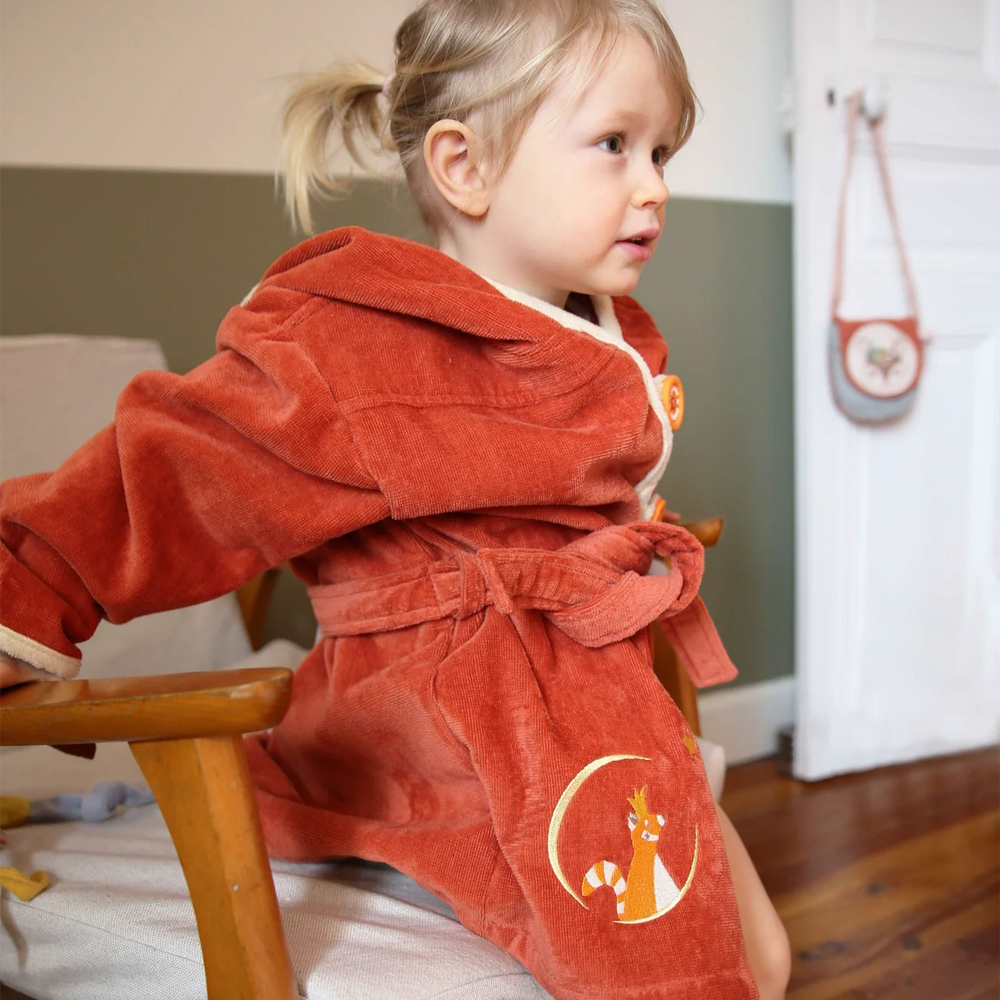 Personalised child bathrobe Red Panda | Embroidered Bath Linen